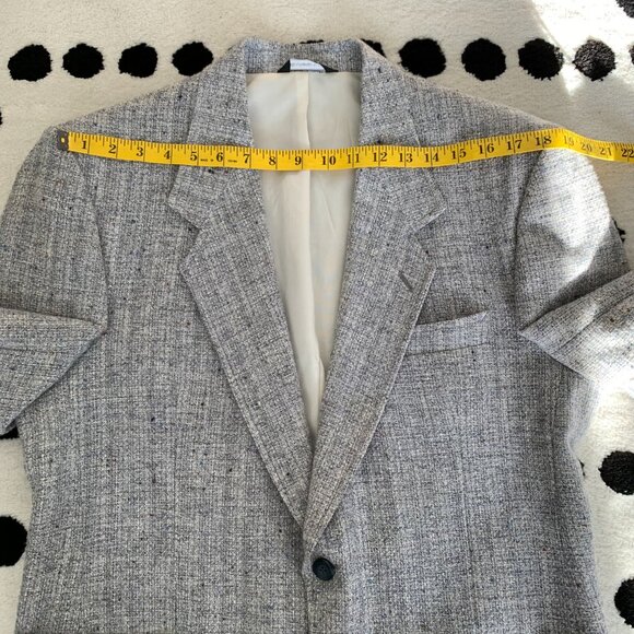 Vintage Tweed Blazer Sport Coat Mens 42 Short Blue Gray Union Made Old Money 90s - Picture 13 of 16